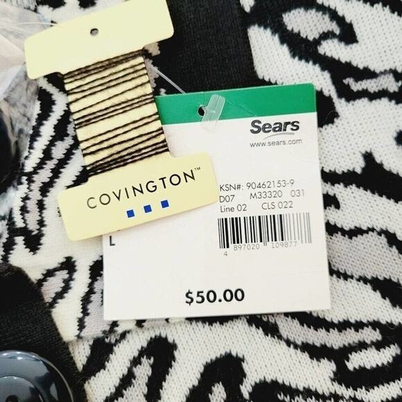 Covington Womens Wool Blend Zebra Animal Print Cardigan Sweater Size Large New - Picture 9 of 13